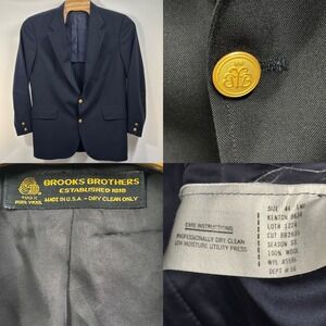 Brooks Brothers 1818 Kenton Blazer 44L Navy Gold Button 2 Button Wool USA Made